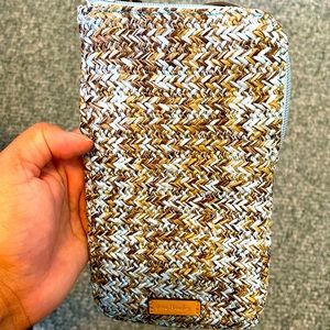 Vera Bradley Mint Brown Sea Life Straw Cell Phone Crossbody